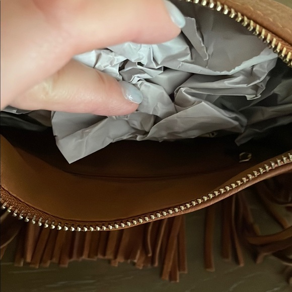NWT Fringe Brown Vegan Leather Bag - Picture 5 of 11